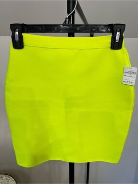 Neon Yellow Stretch Mini Skirt